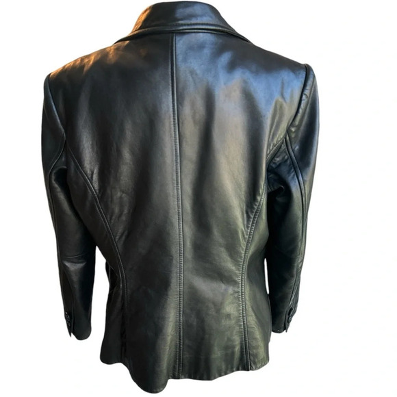 Preston & York Vintage Black Lamb Skin Leather Blazer Suit Jacket Coat MP - Picture 6 of 14